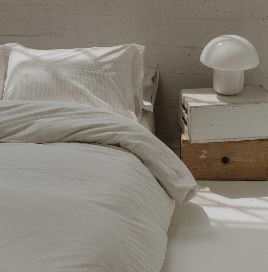The Crisp Sheet Set | Pinstripe (Chalk/Clay)