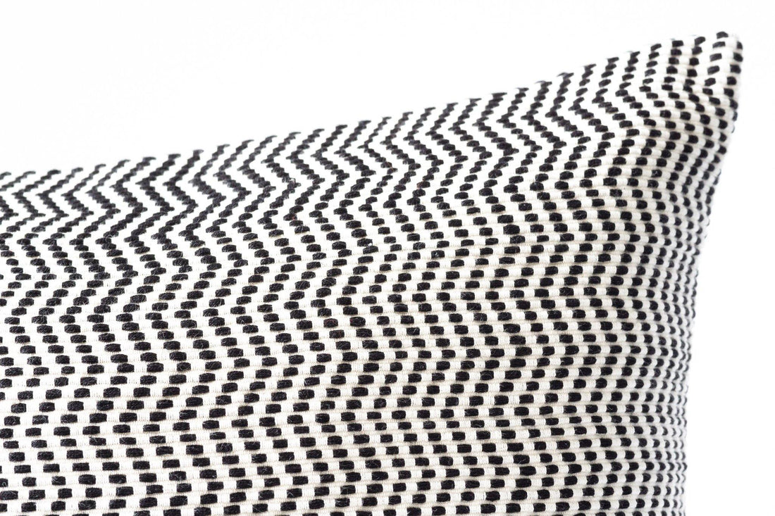 Kala Collective - Santiago Pillow Lumbar - 12 x 20 - Black & White Chevron