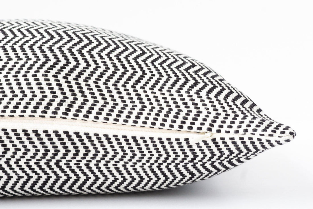 Kala Collective - Santiago Pillow Lumbar - 12 x 20 - Black & White Chevron