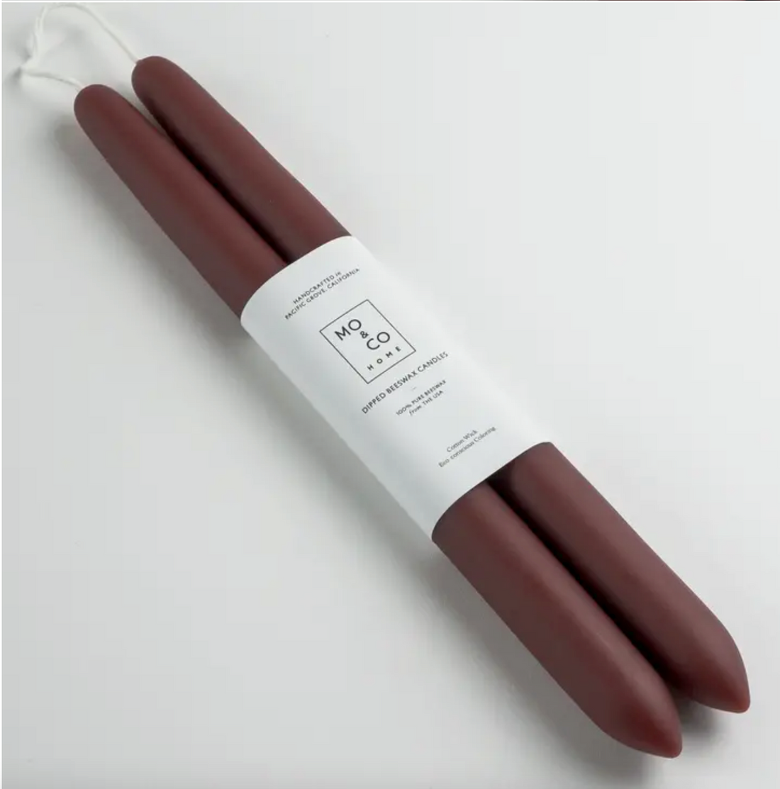 Burgundy  | 10" Beeswax Taper Candle - Set of 2