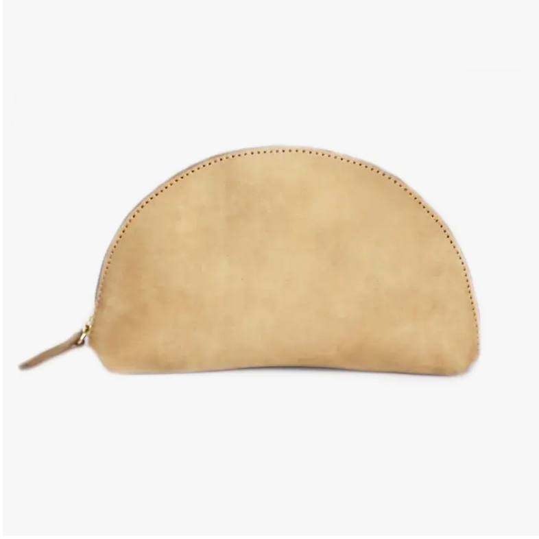 Leather Curve Zip Pouch