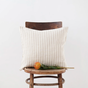 Linen Cushion Cover - Natural Stripes - 16"
