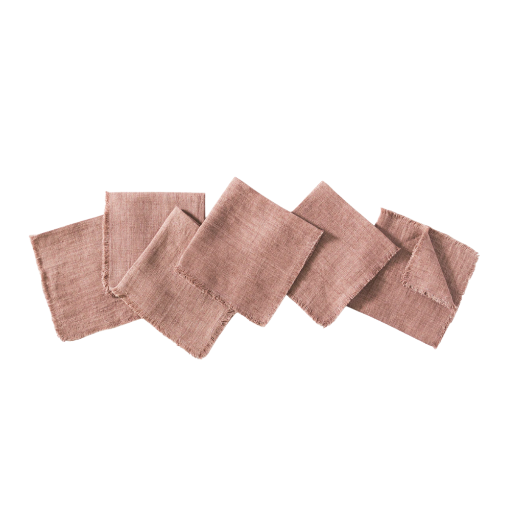 Linen Cocktail Napkin - Ash Rose Set of 6