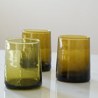 Amber Handblown Recycled Glass Tumblers - Set of 6