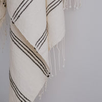 Classic Ethiopian Cotton Bath Towel | Ivory & Grey