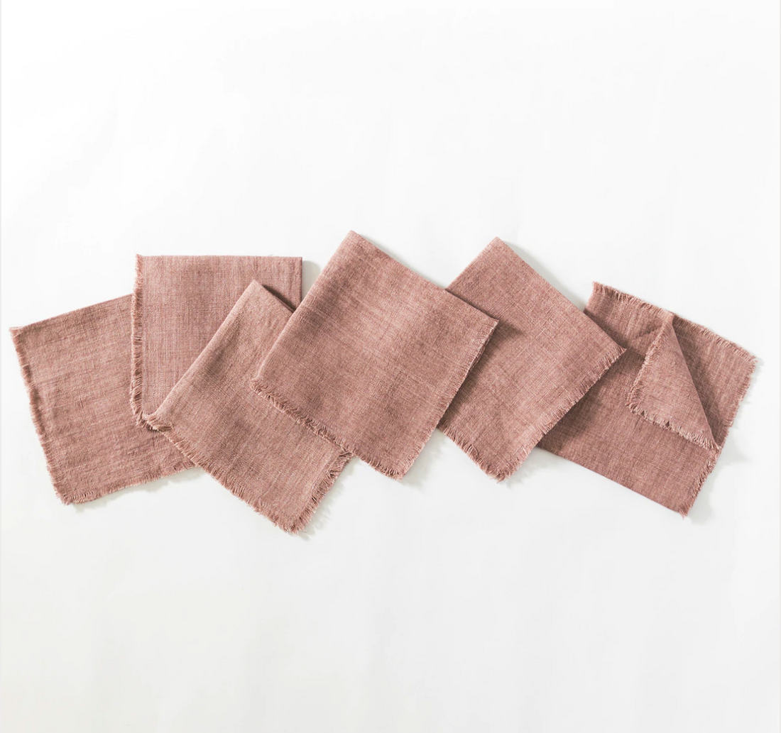 Linen Cocktail Napkin - Ash Rose Set of 6