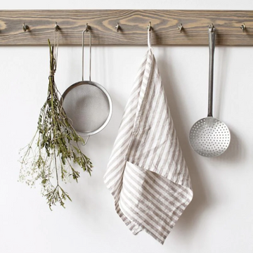 Linen Kitchen Towel - Natural Stripes