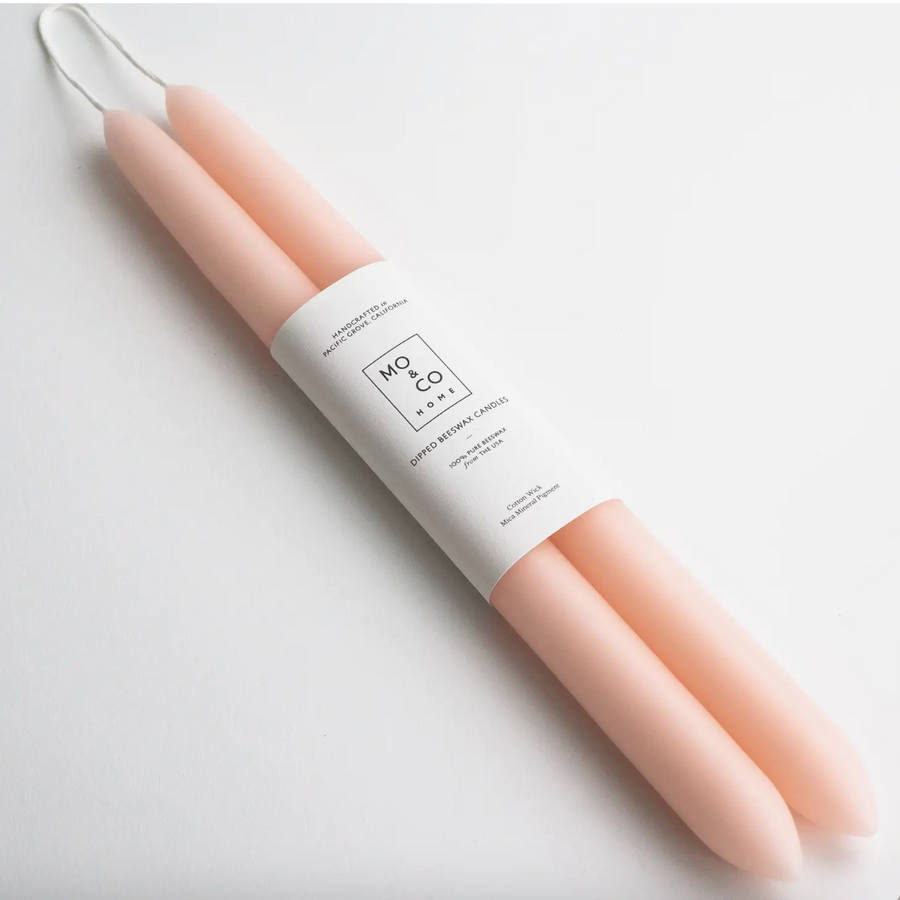 Blush | 10" Beeswax Taper Candle - Set of 2
